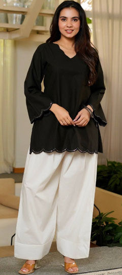 Black and Grey color Salwar Kameez in Roman Silk fabric with Embroidered, Sequence work
