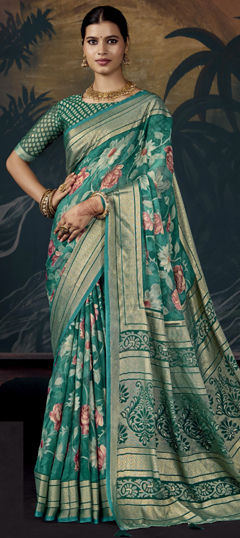 Blue color Saree in Silk fabric with Weaving work