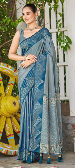 Blue color Saree in Banarasi Silk fabric with Weaving, Zari work