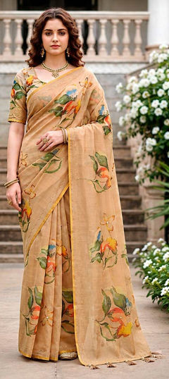 Pink and Majenta color Saree in Cotton fabric with Aari work