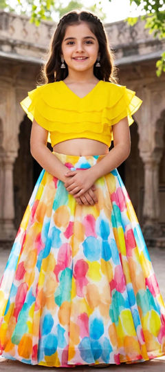 Multicolor color Kids Lehenga in Georgette fabric with Printed work