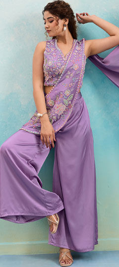 Beige and Brown color Salwar Kameez in Georgette fabric with Embroidered, Resham, Sequence, Thread work