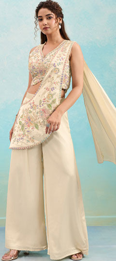 Purple and Violet color Salwar Kameez in Georgette fabric with Embroidered, Resham, Sequence, Thread work