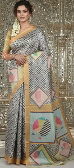 Multicolor color Saree in Crepe Silk fabric with Printed work