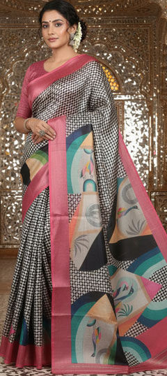Multicolor color Saree in Crepe Silk fabric with Printed work