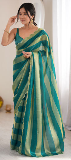 Blue color Saree in Satin Silk fabric with Weaving work