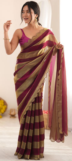 Purple and Violet color Saree in Satin Silk fabric with Weaving work