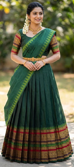 Blue color Lehenga in Silk fabric with Weaving work