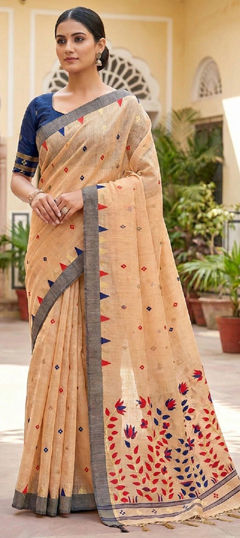 Pink and Majenta color Saree in Cotton fabric with Weaving work