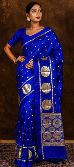 Blue color Saree in Silk fabric with Weaving work