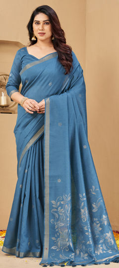 Blue color Saree in Silk fabric with Weaving work