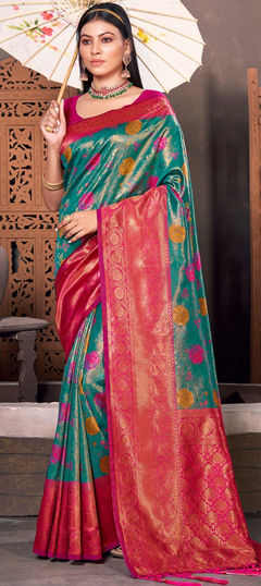 Blue color Saree in Silk fabric with Weaving work