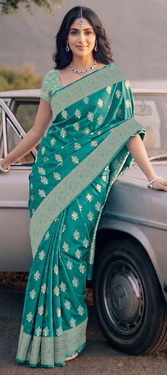 Blue color Saree in Silk fabric with Weaving work