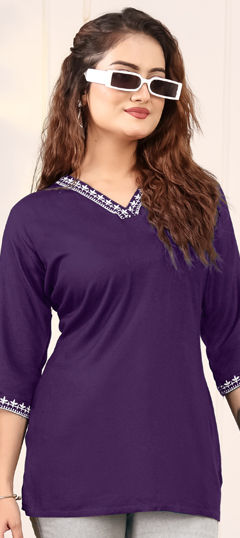 Black and Grey color Kurti in Rayon fabric with Embroidered, Resham work