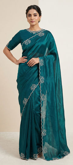 Blue color Saree in Art Silk fabric with Stone, Zircon work