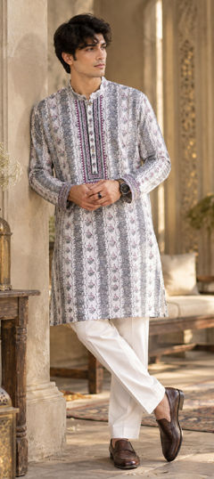 Pink and Majenta color Kurta Pyjamas in Cotton fabric with Embroidered, Printed work