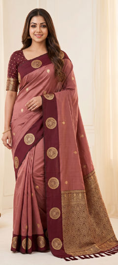 Purple and Violet color Saree in Silk fabric with Weaving, Zari work