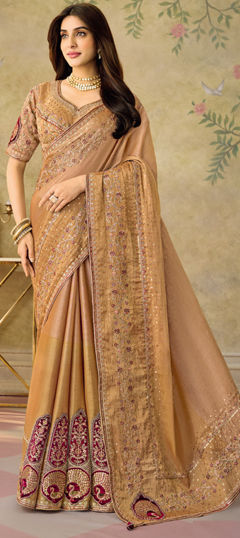 Pink and Majenta color Saree in Silk fabric with Embroidered, Sequence, Thread, Zari work