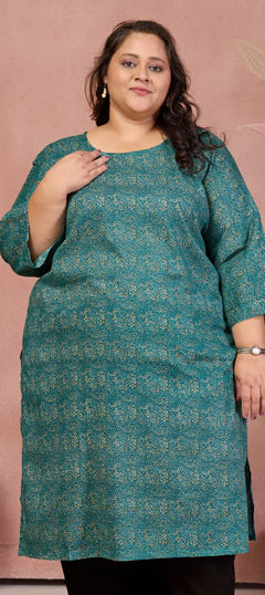Blue color Kurti in Cotton fabric with Digital Print work