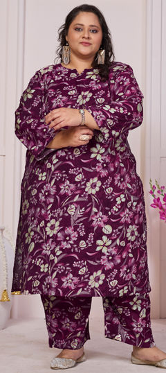 Purple and Violet color Salwar Kameez in Viscose fabric with Digital Print work