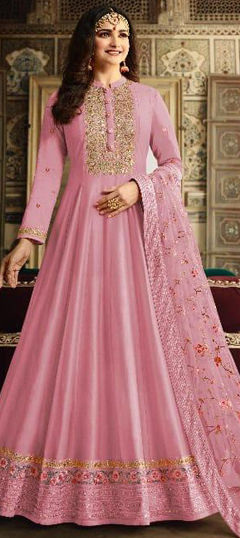 Pink and Majenta color Salwar Kameez in Dolla Silk fabric with Embroidered, Sequence work