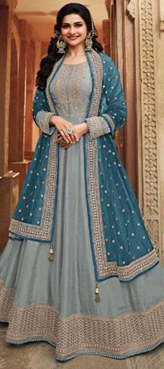 Blue color Salwar Kameez in Dolla Silk fabric with Embroidered, Sequence work
