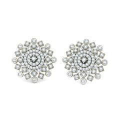 Silver Rodium Polish Silver color Earrings in Metal Alloy studded with CZ Diamond