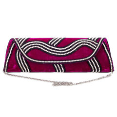 Pink and Majenta color Clutches in Velvet fabric with Bugle Beads work