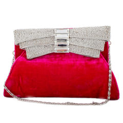 Pink and Majenta color Clutches in Velvet fabric with Stone work : 330589