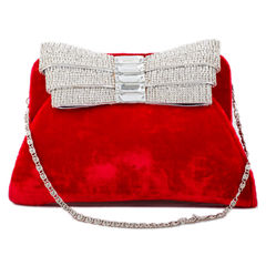 Red and Maroon color Clutches in Velvet fabric with Stone work : 330590