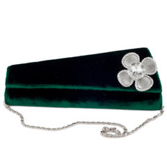 Green color Clutches in Velvet fabric with Stone work : 330593