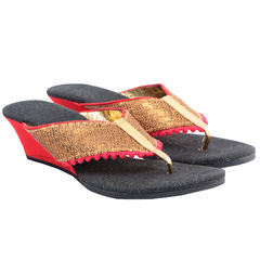 Beige and Brown color Women Shoes in Fancy Fabric fabric with Sequence work