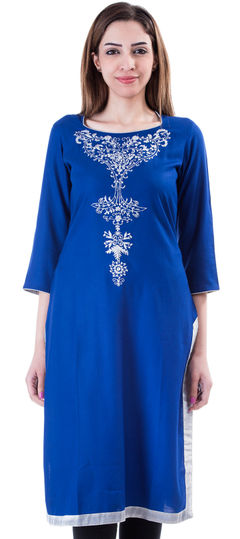 Blue color Kurti in Cotton fabric with Printed work