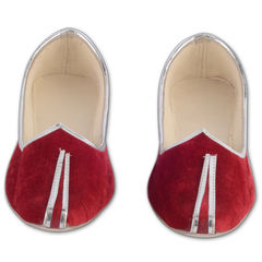 Red and Maroon color Mojari in Velvet fabric with Self work