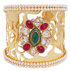 Red and Maroon, White and Off White color Bangles in Metal Alloy studded with Austrian diamond, Beads, Pearl & Enamel : 805726