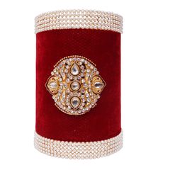 Red and Maroon color Bangles in Metal Alloy studded with Austrian diamond, Pearl & Gold Rodium Polish : 815064