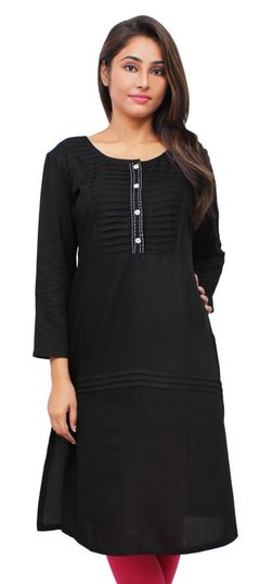 Black and Grey color Kurti in Rayon fabric with Pleats work