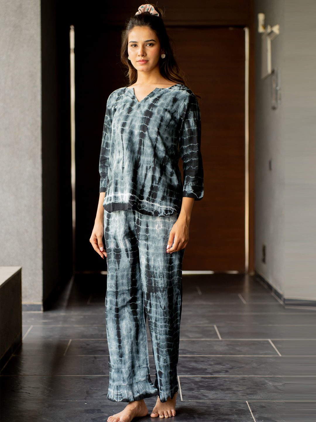 Black Cotton Printed Co-ords Set