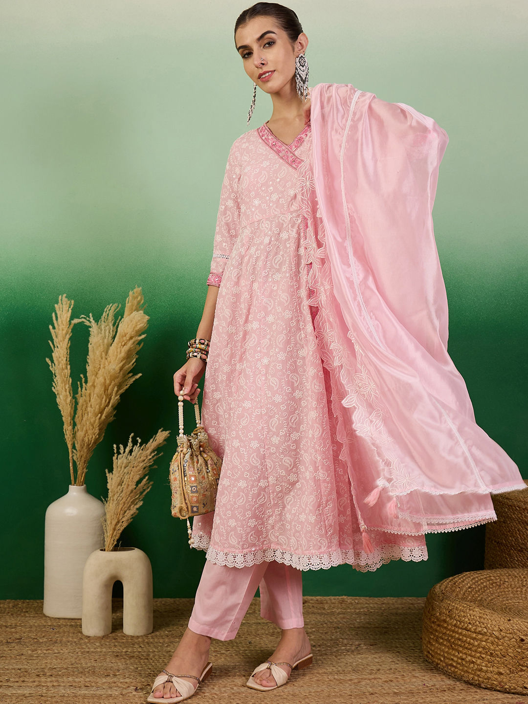 Pink Punjabi Style Embroidered Festive Salwar Kameez