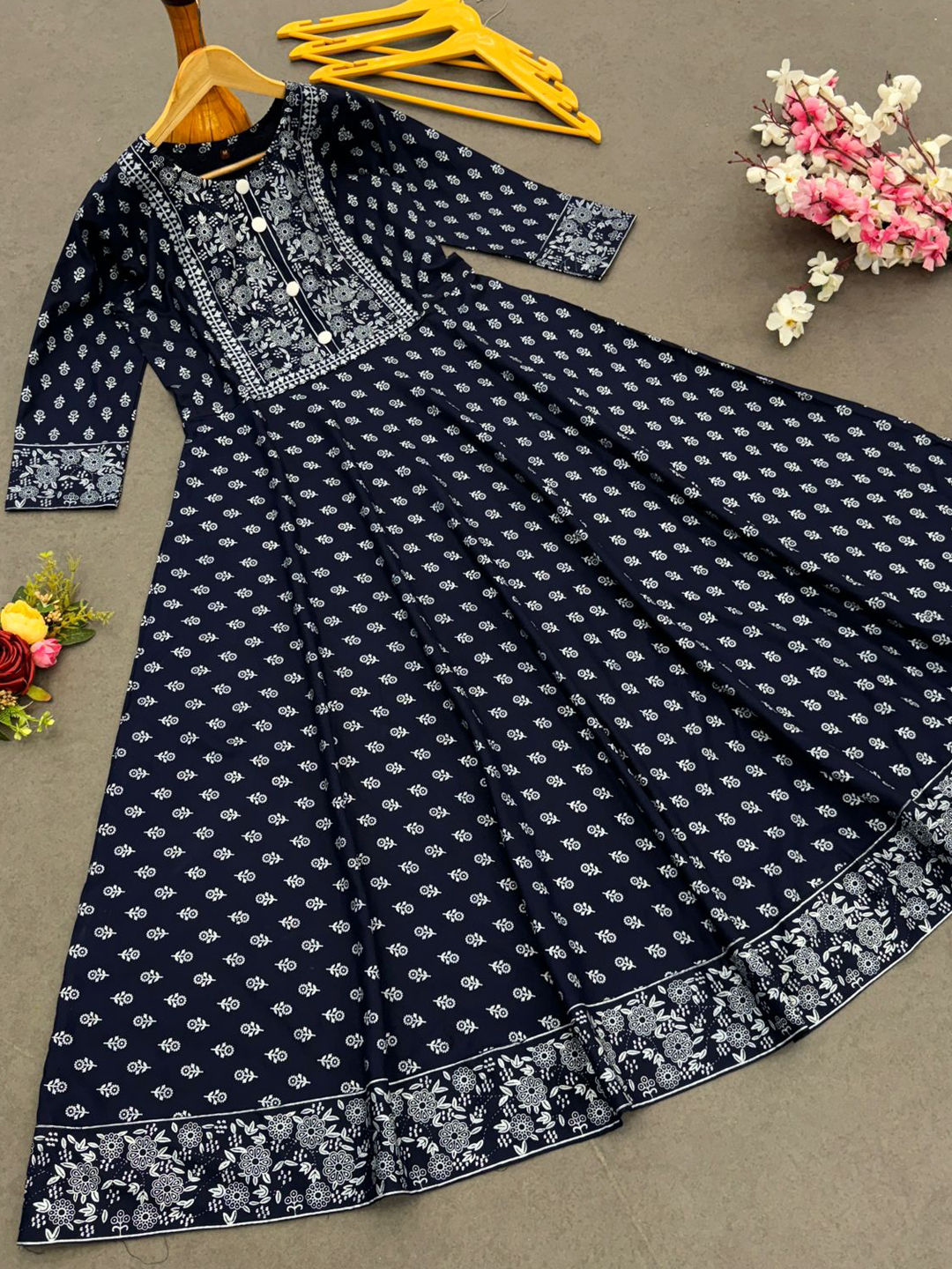 Blue Rayon Belted Gown main image 1