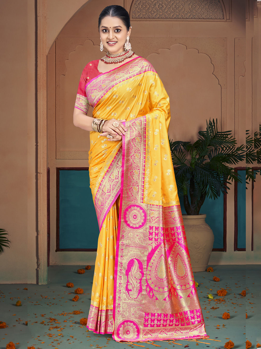 Yellow Color Traditional wear Silk Saree