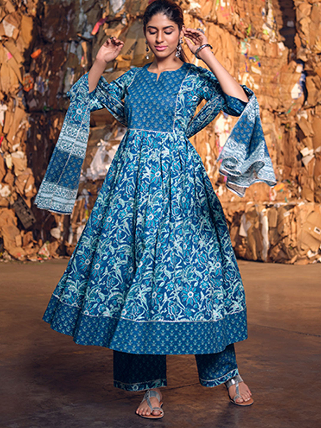 Party Wear, Summer Blue color Cotton fabric Salwar Kameez : 1981486 Party Wear, Summer Blue color Cotton fabric Salwar Kameez : 1981486