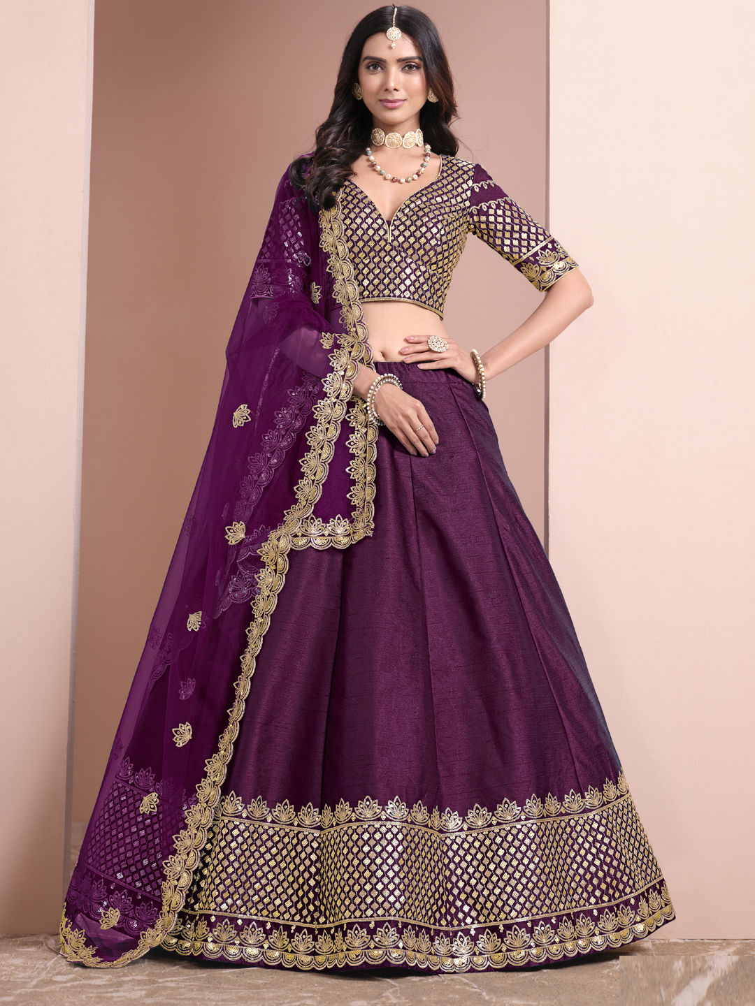 art-silk-lehenga