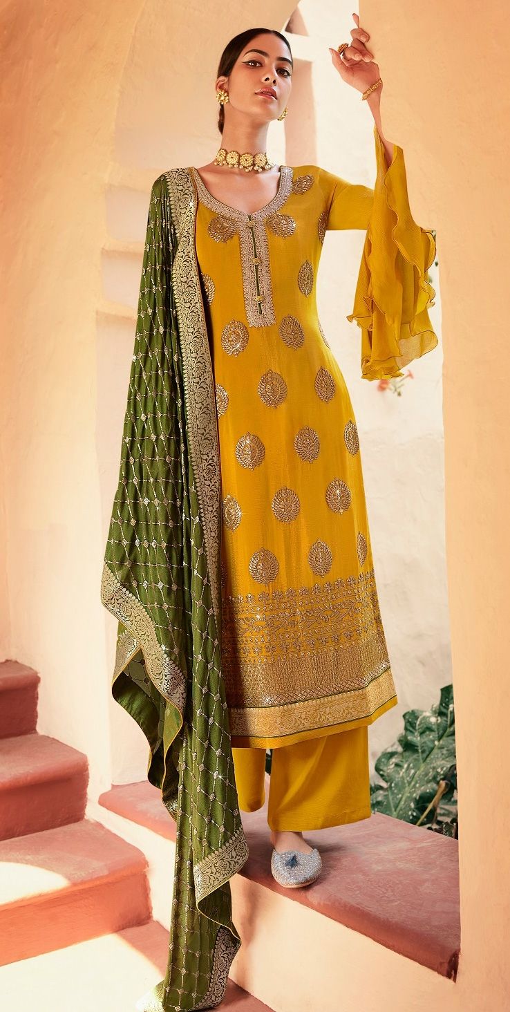 Exclusive Yellow Maheshwari Silk Salwar Kameez Dress Material MB20 main image 0