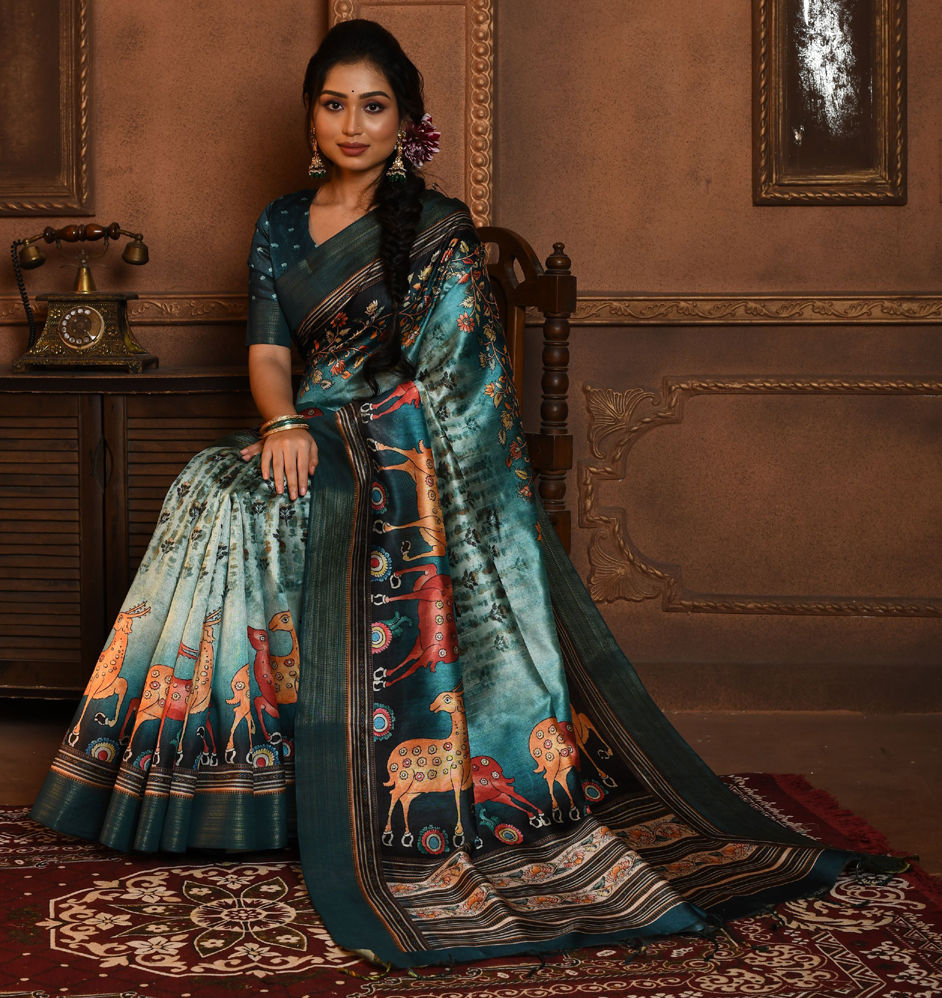 Blue Silk Partywear Saree