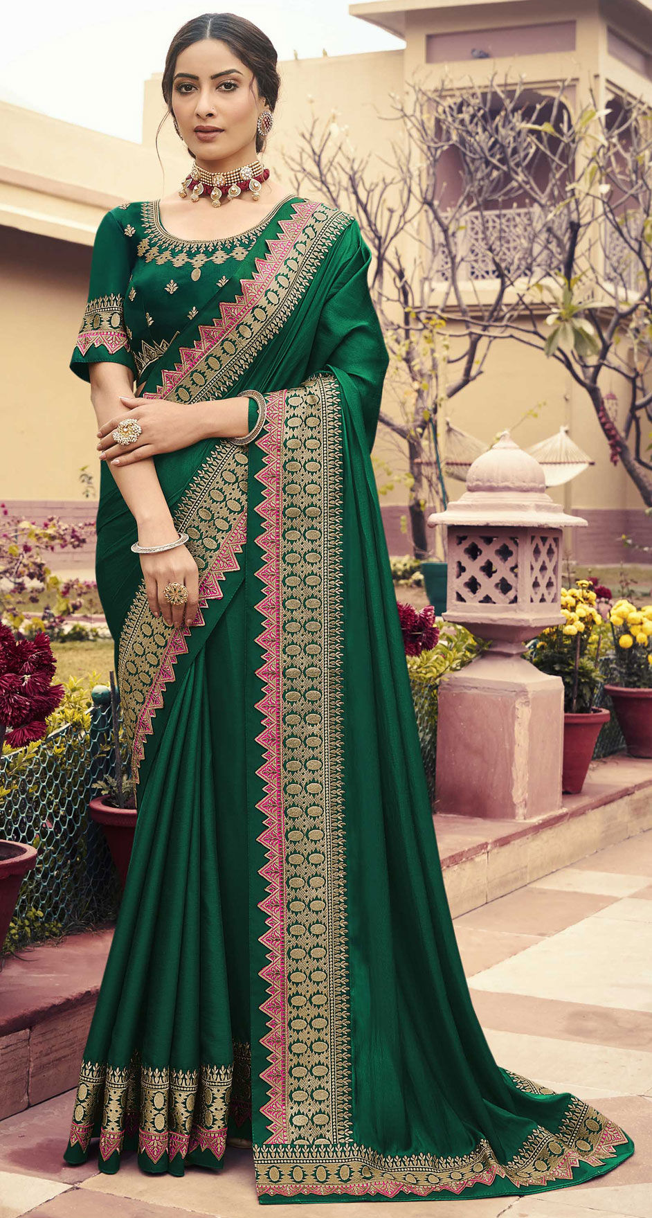 Green Silk Wedding Saree
