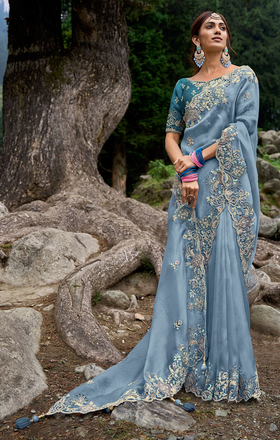Blue Silk Traditional Saree main image 1