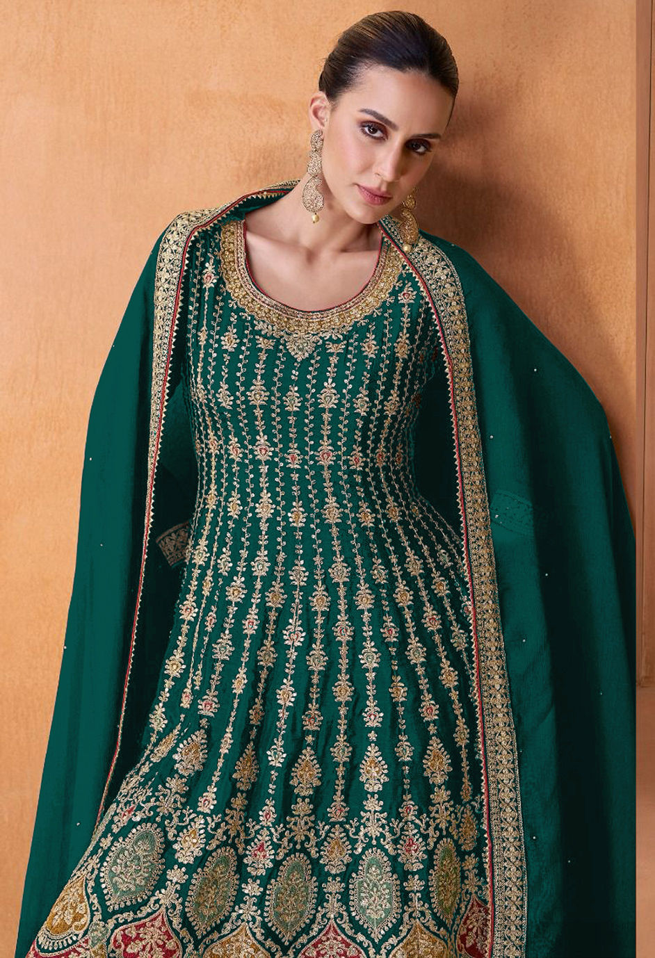 Festive, Reception, Wedding Green color Faux Georgette fabric Salwar ...