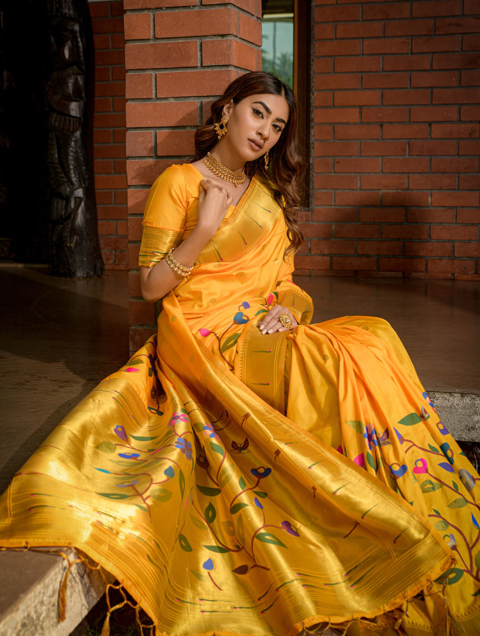 Yellow Color Traditional wear Silk Saree main image 1