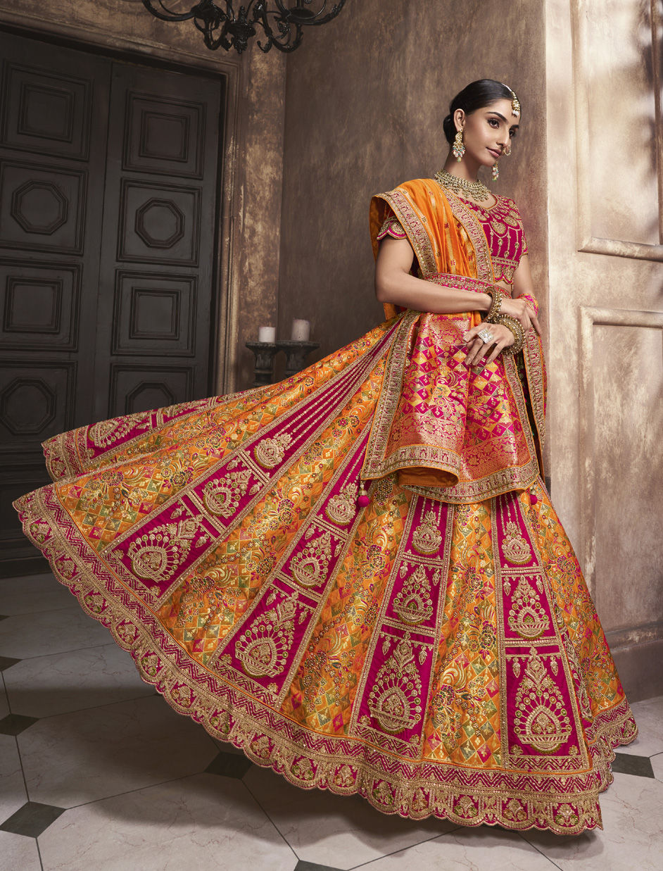 silk-engagement-lehenga-pink-and-majenta-with-thread-work